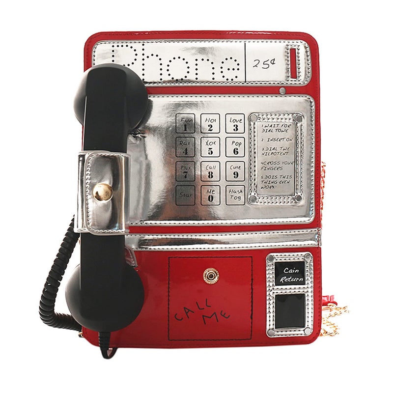 KUANG! Women Reflective Laser Fashion Telephone Shaped Shoulder Bag Ladies Funny Crossbody Bag Chain Purse - Image 1
